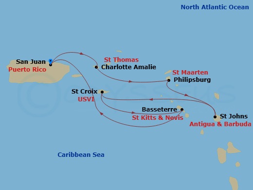 7 Night Southern Caribbean Cruise Route Map
