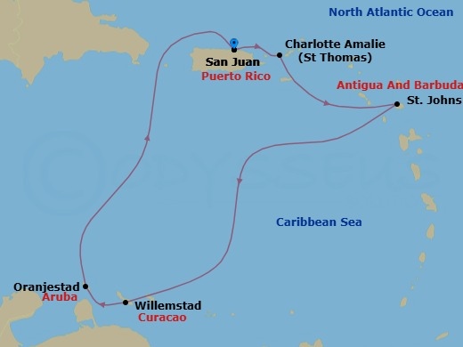 7 Night Southern Caribbean Cruise Route Map