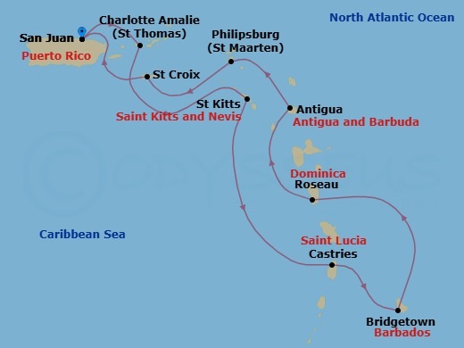 West Indies Explorer Route Map