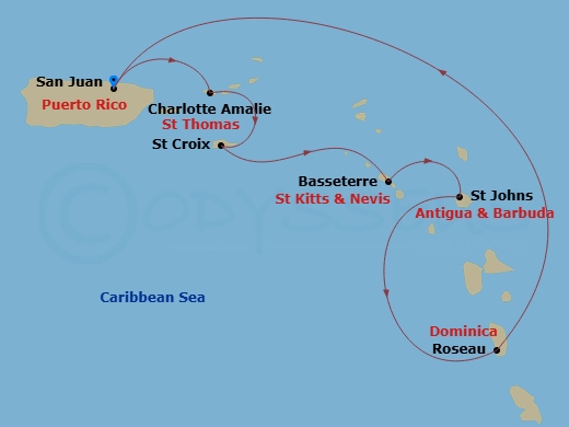 7 Night Southern Caribbean Cruise Route Map