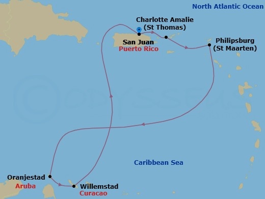 7 Night Southern Caribbean Cruise Route Map