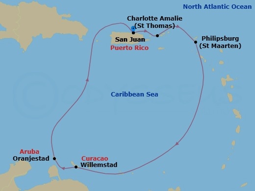 7 Night Southern Caribbean Cruise Route Map