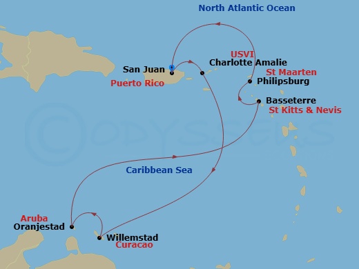 Southern Caribbean Cruise Route Map