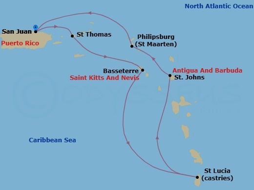 Southern Caribbean Cruise Route Map