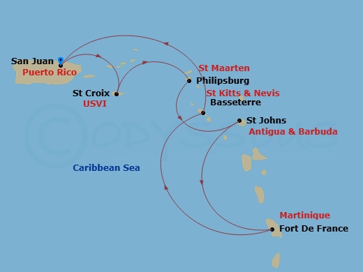 7 Night Southern Caribbean Cruise Route Map