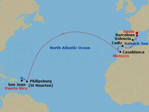 West Indies To Iberia Route Map