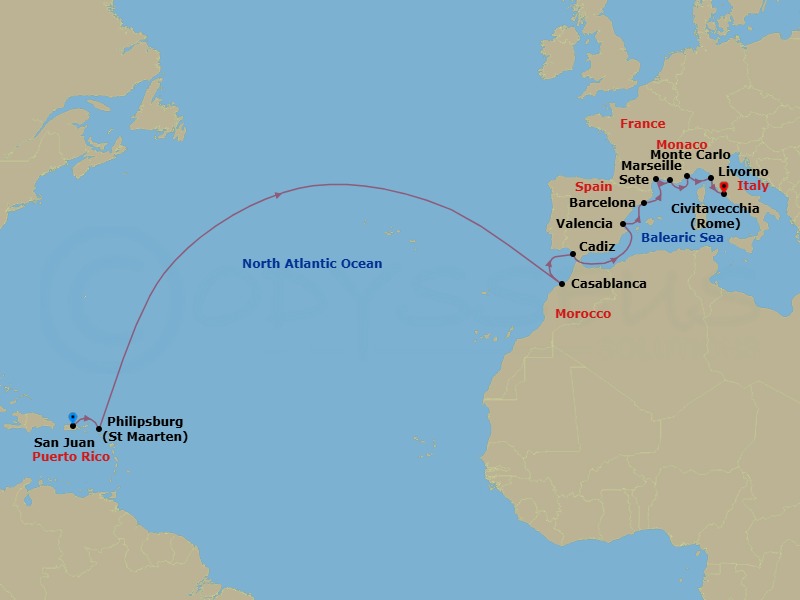 Mediterranean To Caribbean Sojourn Route Map
