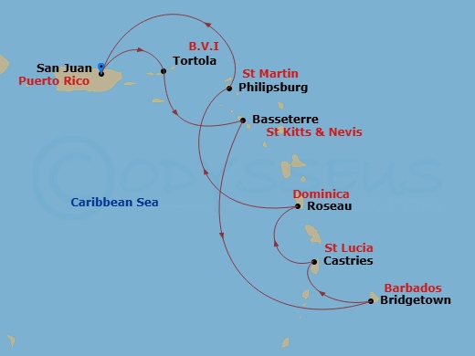 Southern Caribbean Cruise Route Map