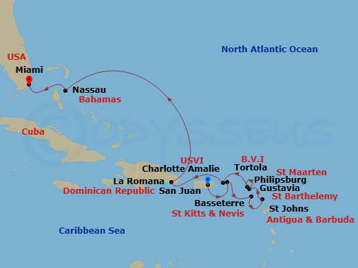 Caribbean Mystique Route Map