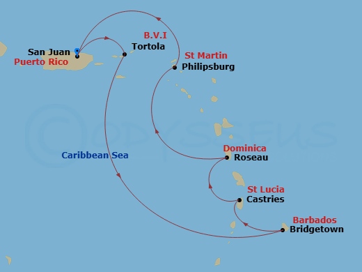 Southern Caribbean Cruise Route Map