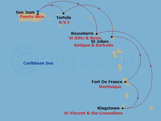 7 Night Southern Caribbean Cruise Route Map