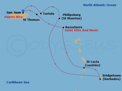 Southern Caribbean - San Juan Route Map