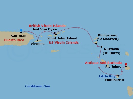 Caribbean Yachting Hideaways Route Map