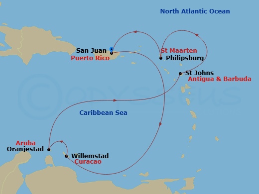 7-Night Southern Caribbean Cruise From San Juan Route Map