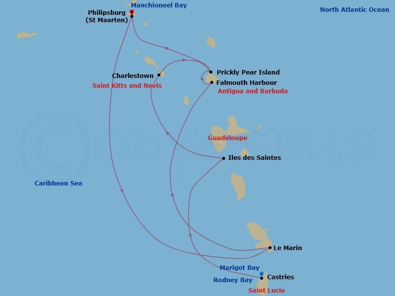 Saint Lucia To Sint Maarten: Leeward & Windward Isles Route Map