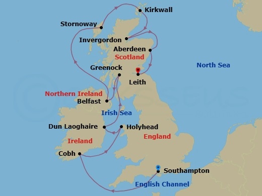 Castles, Cliffs & Currents Route Map