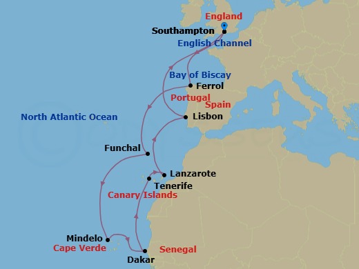 Spain, Portugal And North Africa Route Map