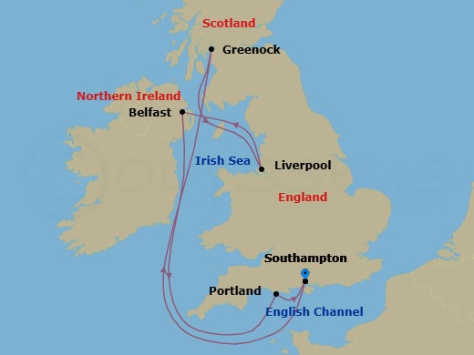 7-Night British Isles Cruise From Southampton Route Map