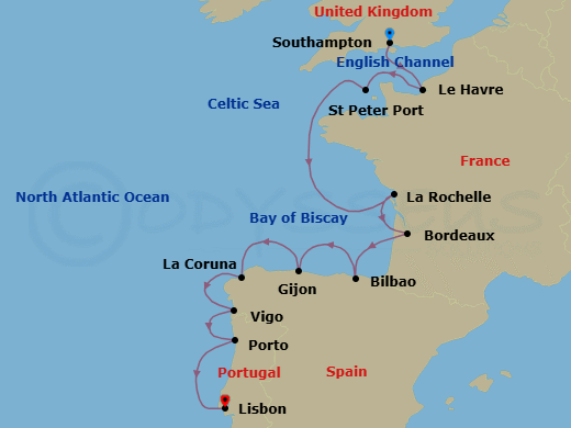 Sparkling Wines & Glimmering Seas Route Map