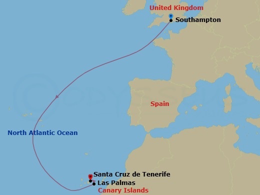 Canary Islands And Madeira, 5 Nights Route Map