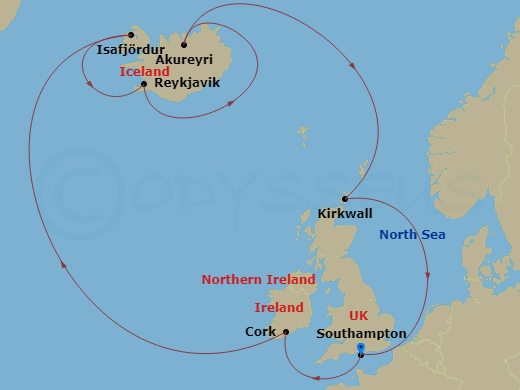 Luxury Cruise Connections - Itinerary: 11 Night Iceland & Ireland 