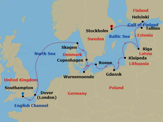 Southampton To Stockholm Route Map