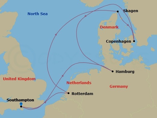 8 Night Northern City Escapes Cruise Route Map
