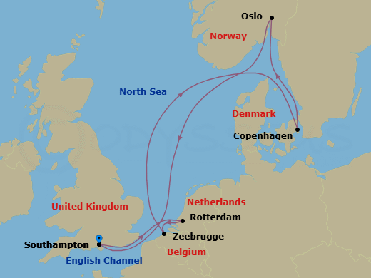 8 Night Northern City Escapes Cruise Route Map