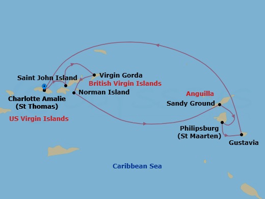 Vibes Of The Virgin Islands Route Map