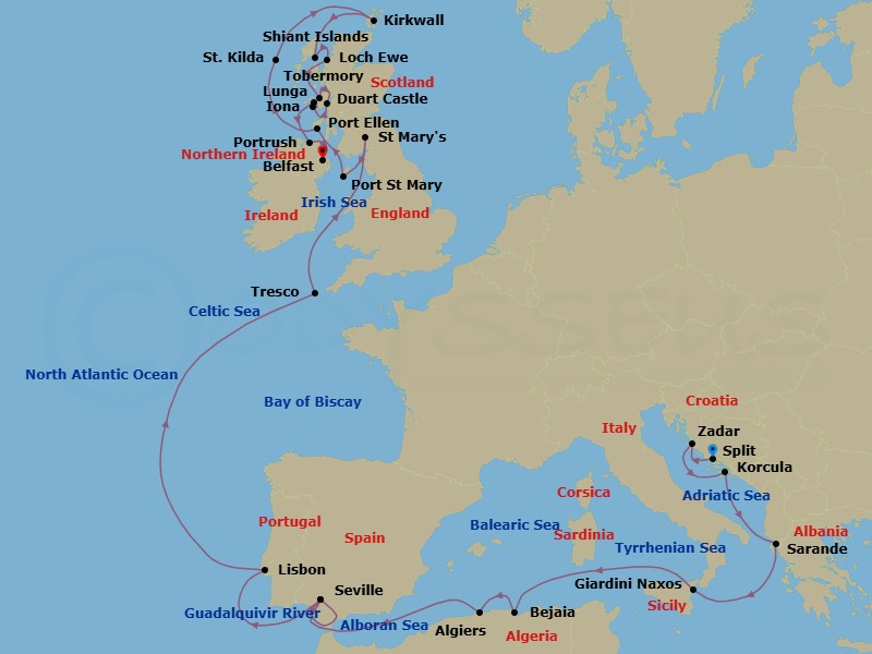 26 Night Cruise Voyage Route Map