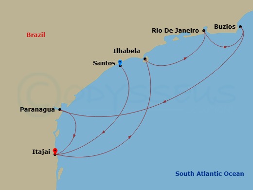 South America, 7 Nights Route Map