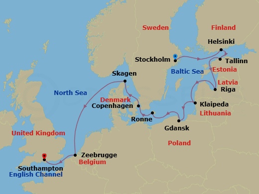 Stockholm To Southampton Route Map