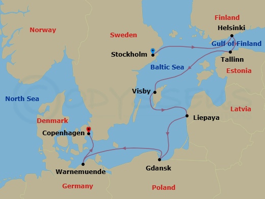 Nordic & Baltic Jewels Route Map