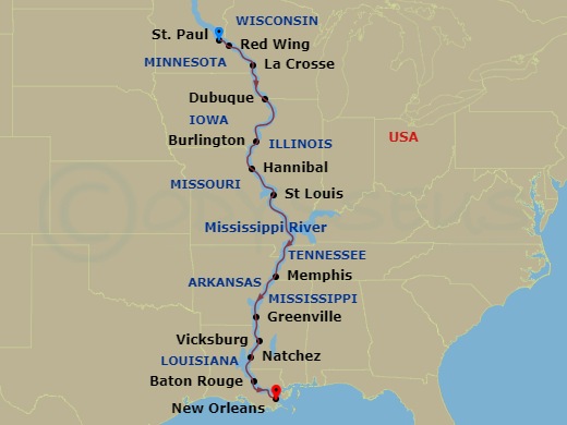 America's Great River Route Map