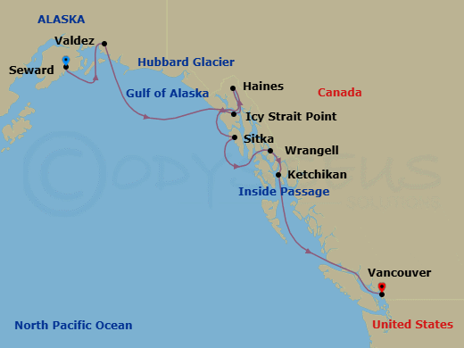 Alaska & The Inside Passage Route Map