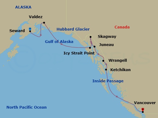 Alaska & The Inside Passage Route Map