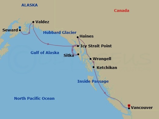 Alaska & The Inside Passage Route Map