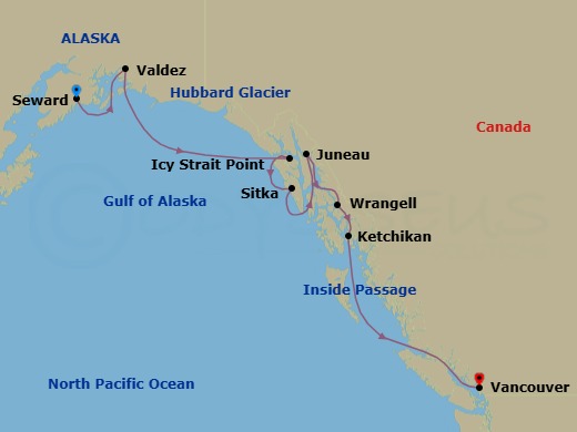 Alaska & The Inside Passage Route Map