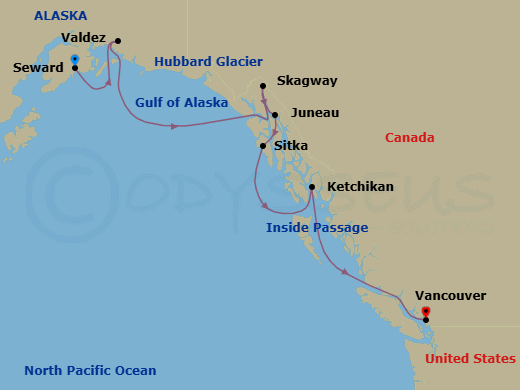 Alaska & The Inside Passage Route Map