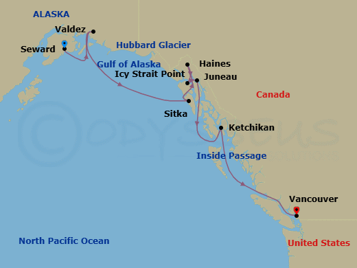 Alaska & The Inside Passage Route Map