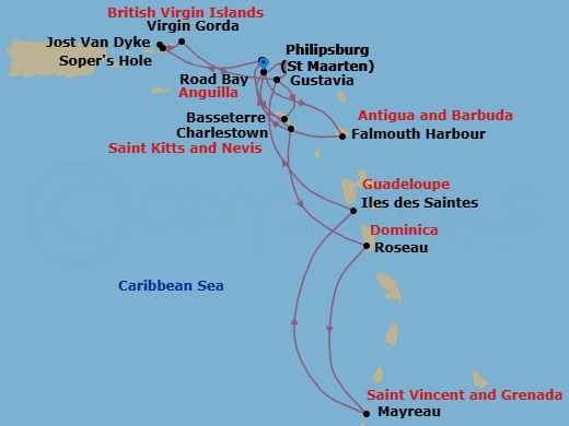 Star Collector: Caribbean Explorations Route Map