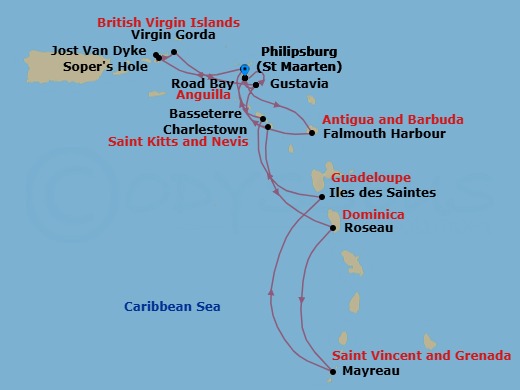 Star Collector: Caribbean Explorations Route Map