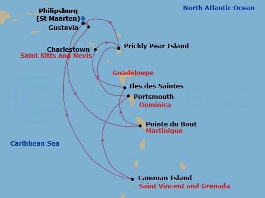 Sint Maarten Roundtrip: Caribbean Isles & Secluded  Bays Route Map