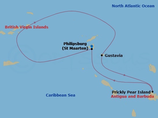 Lesser Antilles *Featuring* St Barths Route Map