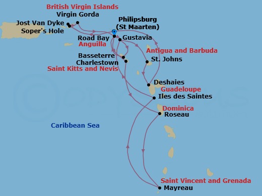 Star Collector: Caribbean Explorations Route Map
