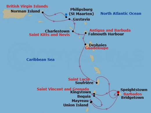 Discover Eastern Caribbean & Grenadines Route Map