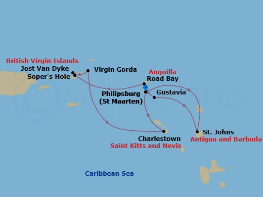 Beach Fun & Sun: A Remote Caribbean Getaway Route Map