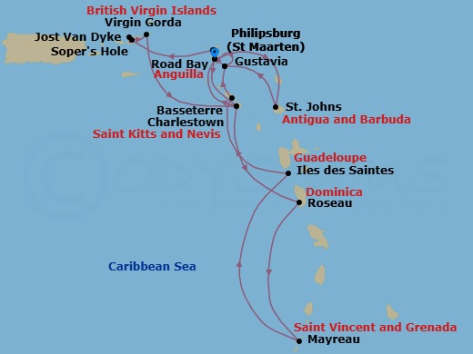 Star Collector: Caribbean Explorations Route Map