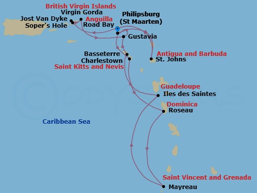 Star Collector: Caribbean Explorations Route Map