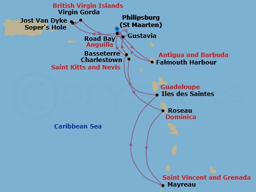 Star Collector: Caribbean Explorations Route Map
